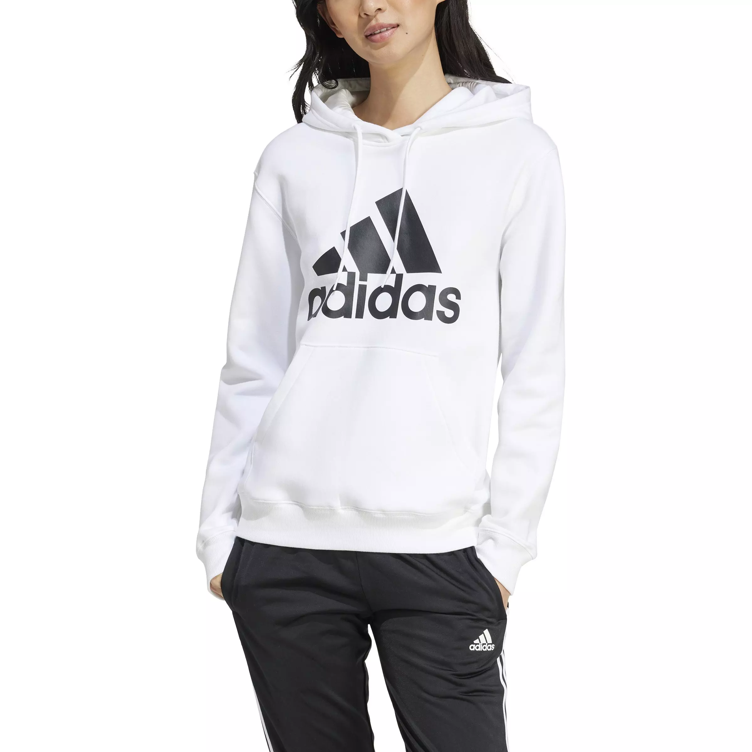 adidas Women s Essentials Big Logo Regular Fleece Hoodie White Hibbett